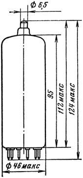 Основные размеры лампы 6П45C
