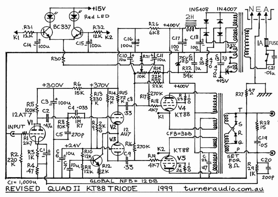 Schematic of fully trioded Quad II, 1999.