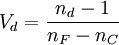  V_d = \frac{n_d-1}{ n_F - n_C }