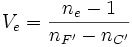  V_e = \frac{n_e-1}{ n_{F'} - n_{C'}}