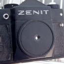M42 type Pinhole Body Cap Lens attached to Zenit 35mm Camera